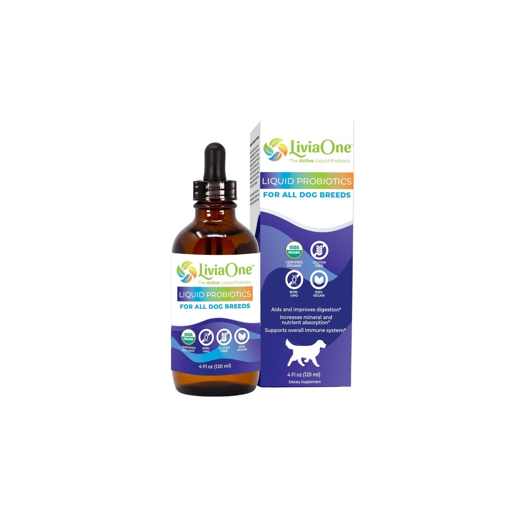 LiviaOne BioLifePet flytende probiotika for hunder, organiske hundeprobiotiske kosttilskudd, valp og hund Pet Probiotika, 4 Fl Oz (Pack of 1)