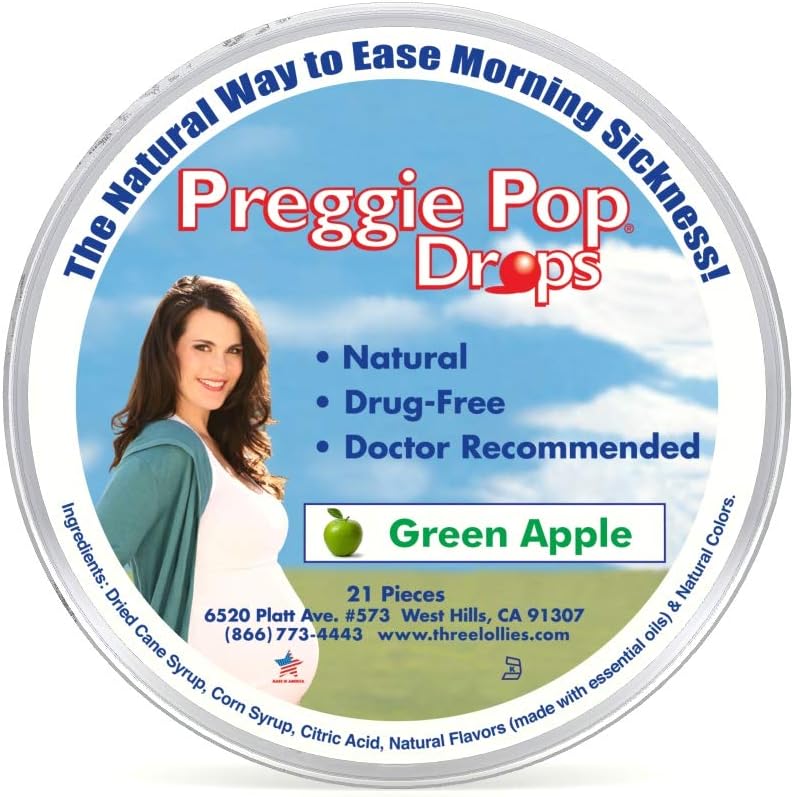 Tre Lollies Preggie Pop Drops, Naturlig Grønn Apple, 21 Count