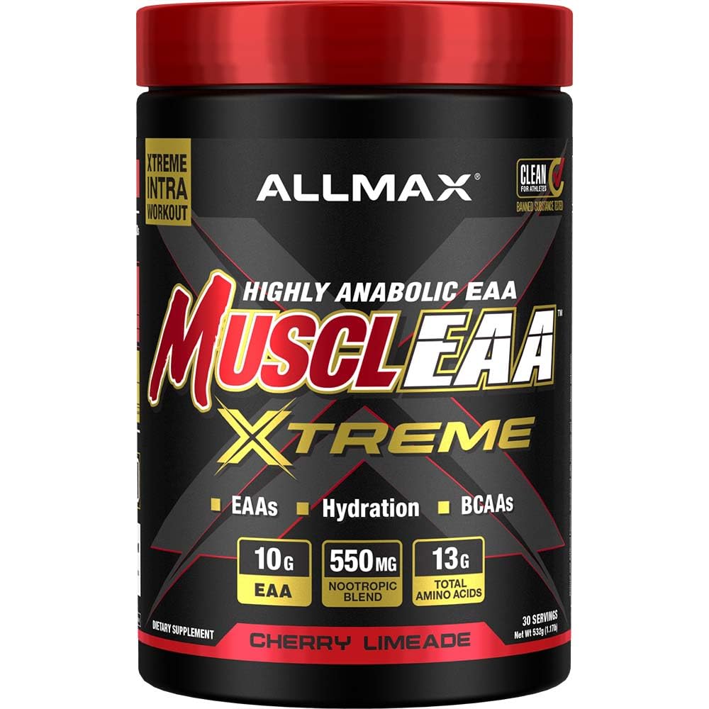 ALLMAX MUSCLEAA Xtreme, Cherry Limeade - 532 g pulver - gir EAA, BCAA & Hydration - Opptil 30 Serveringer