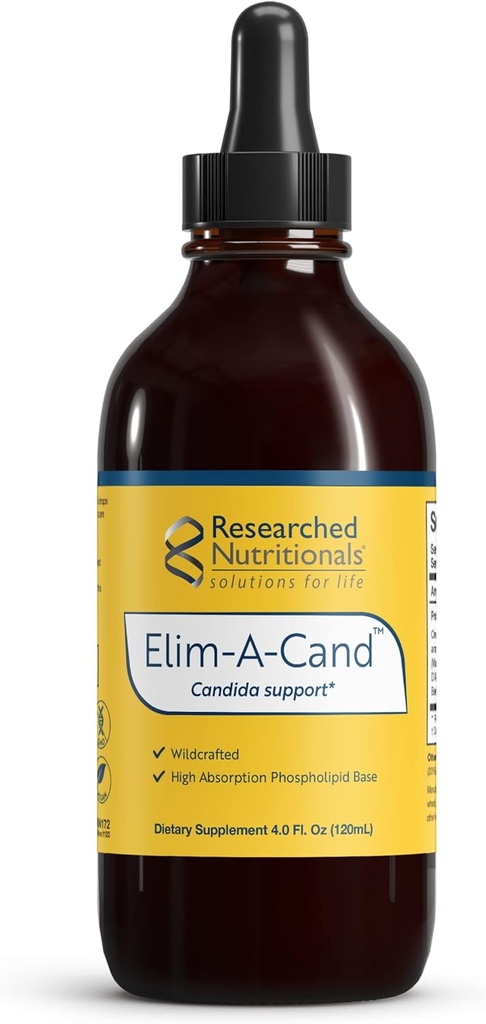 Forskere næringsstoffer Elim-A-Cand - Candida Support - Microbial & Gut Helse kosttilskudd med Berberine, Slippery Elm, Cinnamon Bark, PAU D'Arco & Marshmallow Root - Herbal Detox Tincture (4 Fl Oz)