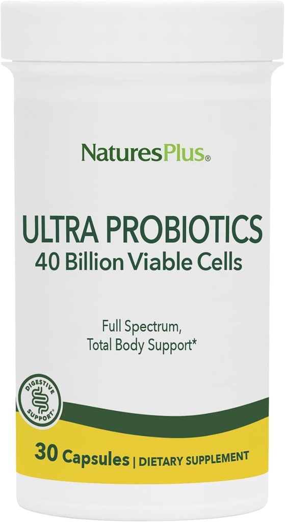 NaturesPlus Ultra Probiotika - 30 Vegan Capsules - Full Spectrum Total Body Support - Inkluderer Prebiotic Acai - 30 Serveringer