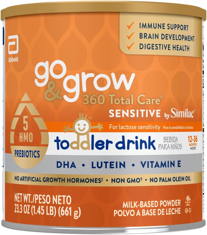 Gå og vokse 360 Total Care Sensitive av Similac Toddler Ernæringsdrink med 5 HMOs, pulver, 23.3-oz kan