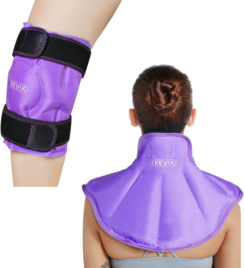 REVIX Knee Ice Pack for skadeskader Reusable og stor hals skulder ispakke pakke for øvre rygg smerte relief
