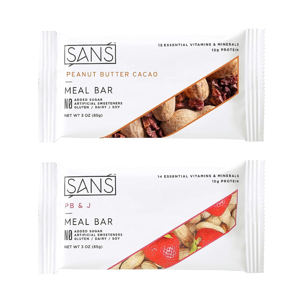 SANS Måltid Replacement Protein Bar | All-Naturlig ernæringsbar uten tilsatt sukker | Dairy-free, soya-free og glutenfri | essensielle vitaminer og mineraler (Peanut smøreelskere, 12 Pack)