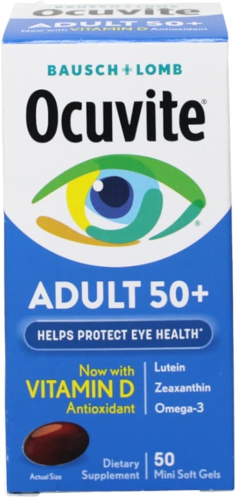 Okuvitt voksen 50+ Øyevitaminer og mineral kosttilskudd med lutein, Zeaxanthin og Omega-3, 50 greve (pakke på 10)