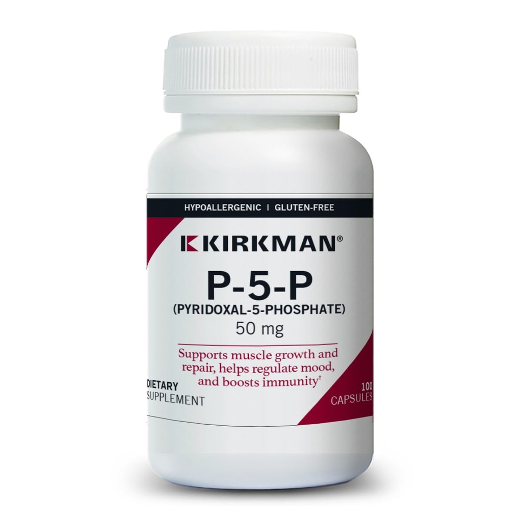 Kirkman – P-5-P (Pyridoxal 5-fosfat, vitamin B-6 metabolitt) 50 mg - Hypoallergenic 100 Telling