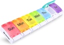 AUVON ukentlig Pill Organizer Arthritis Vennlig, BPA gratis reise 7 dagers pille boks tilfelle med vår åpen design og stor sammenligning for å holde vitaminer, cod lever olje, kosttilskudd og medisinering