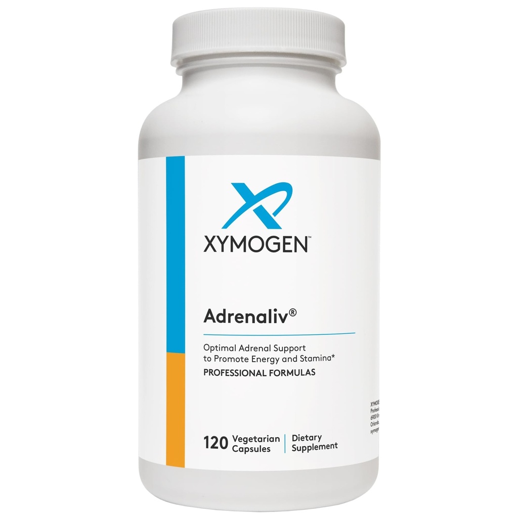 XYMOGEN Adrenaliv - Adrenal Support Supplement for å fremme kroppens respons på stress, fremme energi og Stamina - Rhodiola Rosea, Eleuthero, Adrenal Complex, Licorice, vitamin B6 (120 kapsler)