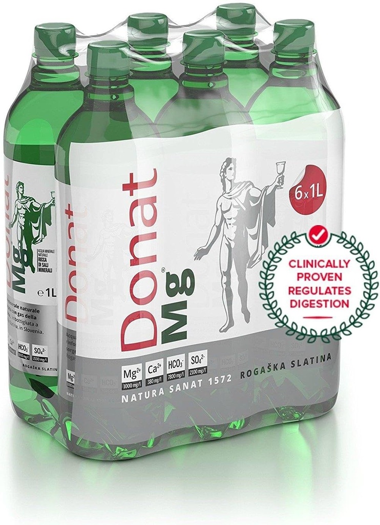 Naturlig magnesiumvann - 1000 mg magnesium i 1000ml 'Donat Mg' Bulk Pack 6x1L
