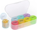 NatureTouch Ukentlig Pille Organizer, BPA Free Medicine Organizer Rainbow 7 Day Pille Box, Daglig Bærbar Pille Container for piller / Vitamin / Fish Oil / Supplements [Siste versjon]