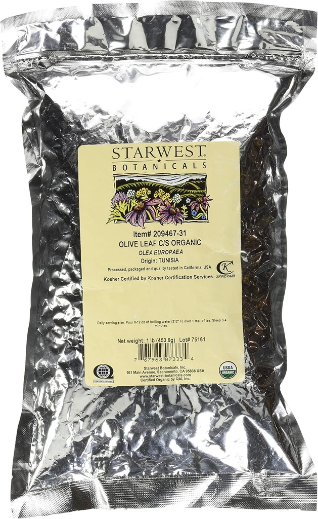 Starwest Botanicals Olive Leaf Cut and Sifted, 1 pund