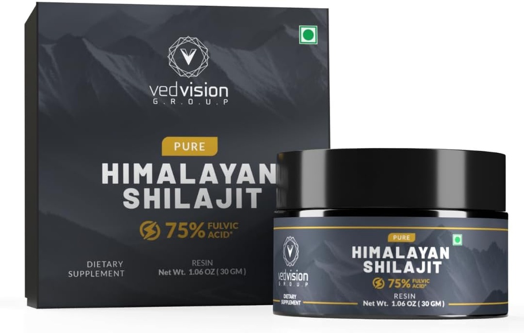 Ren Himalayan Shilajit Resin, 400mg En høy styrke med 75% + Fulvic Acid & 85+ Spor Mineraler, Pure Shilajit for menn og kvinner - med Lab Test Report - 75 Servings