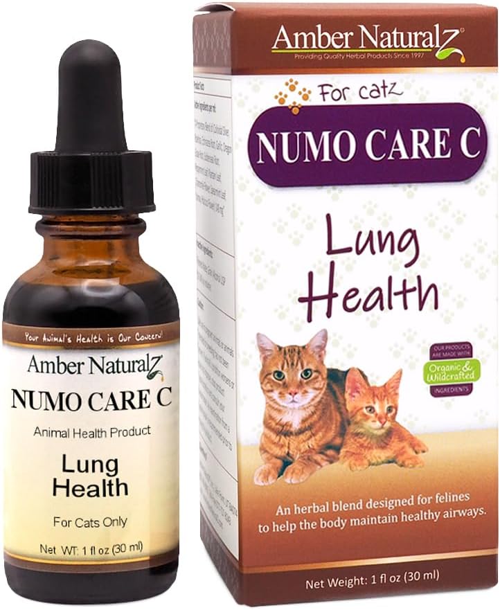 Amber NaturalZ Numo Care C Respiratorisk støtte for katter ® Herbal formel som bidrar til å opprettholde normal lungefunksjon, Clear Airways og immun helse