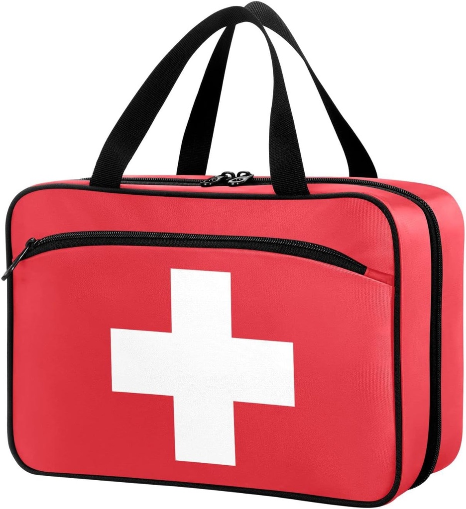 Naanle Pille Organizer Bag Reise Pille Flaske Medisin Organizer Hjem Oppbevaringspose For Vitamin Kosttilskudd, Hvitt Kors Tom Rød Førstehjelpsveske For Bil Camping, 1.0 Telling