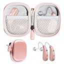 GETGEAR Designet beskyttende tilfelle for høreapparat, hørselsforsterker, personlig lydforsterker, høreapparat, lytteapparat, sterk miniveske med mesh lomme (Rose Gold