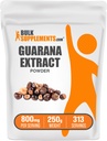 BulkSupplements.com Guarana Ekstrakt pulver - Naturlig koffein Supplement, fra Guarana Seed, Guarana pulver - Glutenfri, 800 mg per servering, 250g (8,8 oz) (Pack of 1)