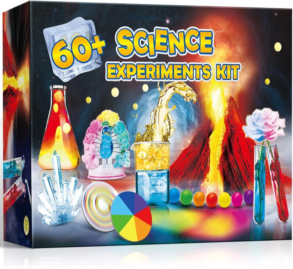 Unglinga 60+ Science Experiments Kit for barn, Jenter Leketøy Gaver, Science Lab S.T.E.M Aktiviteter Educationelt prosjekt med kjemi sett, utbrudd vulkan, farge