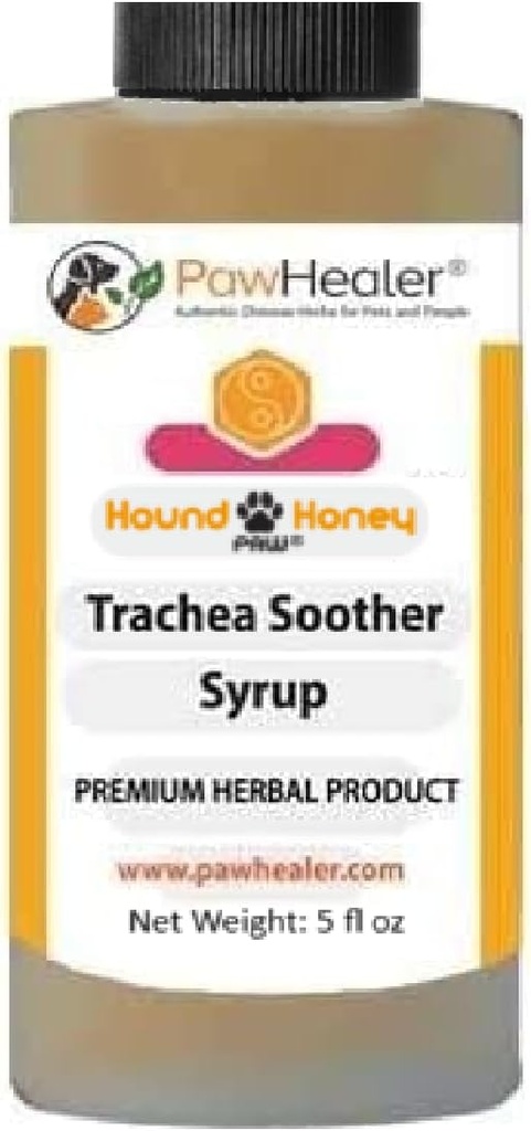 PawHealer® Hound Honning: Trachea Sother Syrup - 150 ml (5 fl oz) - Naturlig herbal remedi for symptomer på kollapset Trachea - smaker godt - lett å administrere
