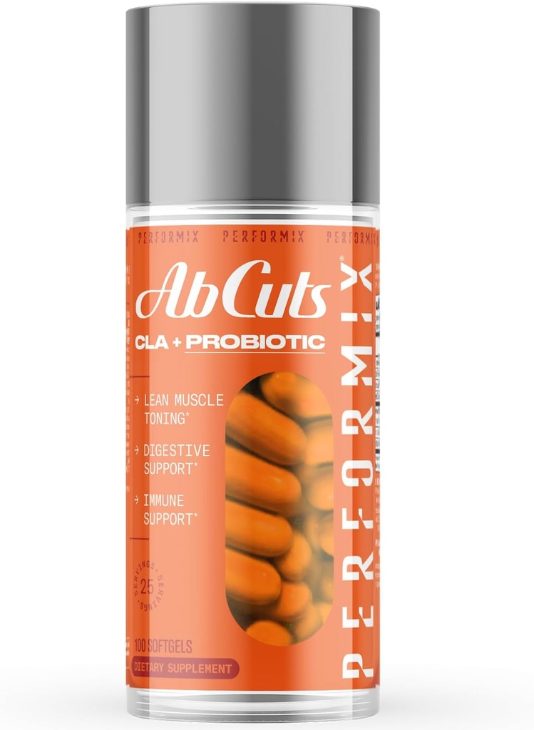 PERFORMIX - AbCuts CLA + Probiotika - Fitnessmål - Støtter Lean Muskelvekst og Gut Helse - Energi og utholdenhet - Digestive helse velvære - kvinner og menn - 100 Soft Gels