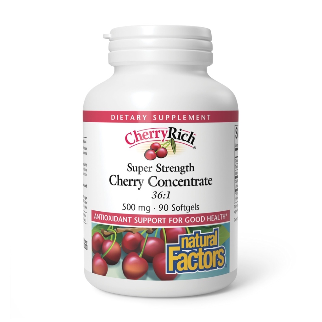CherryRich av naturlige faktorer, Super Styrke Cherry Concentrate, Antioksidant Støtte for sunne ledd og uric syremetabolisme, 90 mykgels (90 porsjoner)