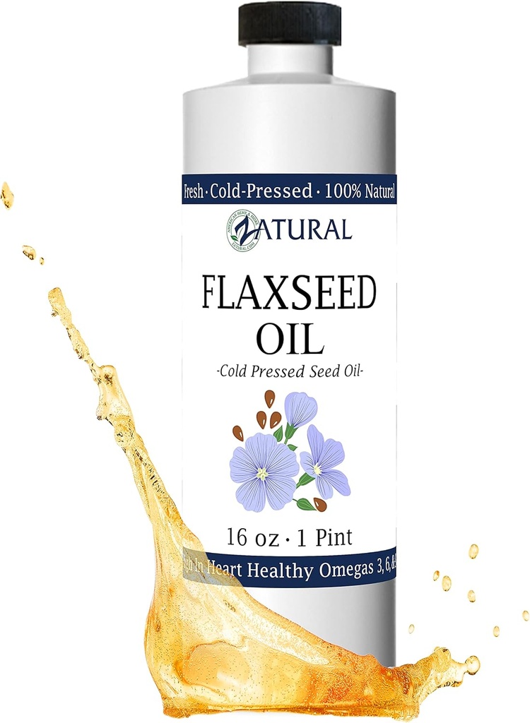 Zatural Flaxfrø olje naturlig dyrket 100% ren Flax frø kaldt presset vegansk omega fettsyrer 16oz