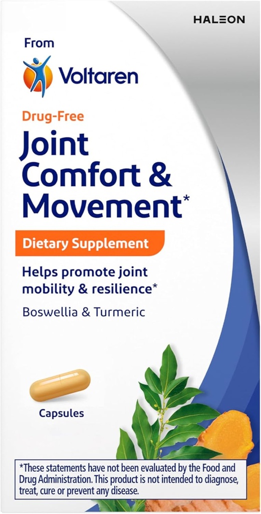 Voltaren felles komfort og bevegelse kosttilskudd fra Voltaren, med Boswellia og gurkemeie for felles støtte, bevegelse og fleksibilitet – 30 Count Bottle