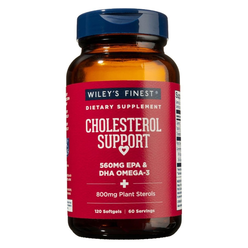 Wiley 's Finest Wild Alaskan Fish Oil Cholesterol støtte - hjerte helse supplement for menn og kvinner - 560 mg Omega-3s - 120 Softgels (60 serveringer)