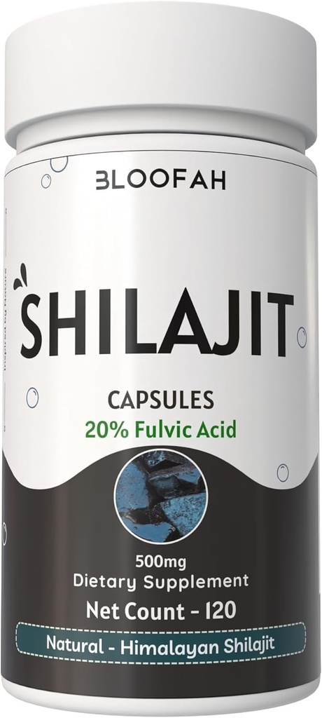 Shilajit kapsler 500 mg | 20% Ekstrakt renset asfalt | Naturlig herbal Supplement | Ikke-GMO, Glutenfri, GMP-sertifisert | lett å svelge (120 greve (Pack of 1))