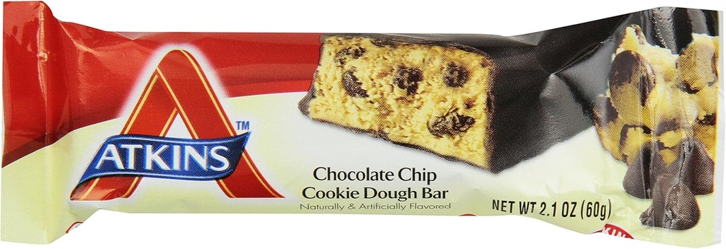 Atkins Sjokolade Chip Cookie Daugh Protein Måltid Bar, Høy Fiber, 1g Sukker, 3g Net Kulhydrater, Måltid Utskifting, 5 greve (Pack of 6)