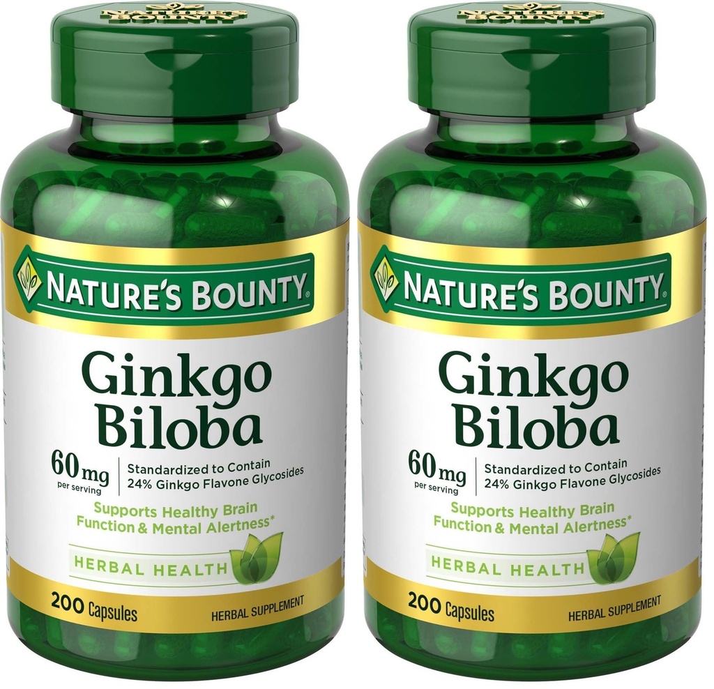 Naturens Bounty Ginkgo Biloba 60 mg, 200 kapsler (17243) (pakke med 2)