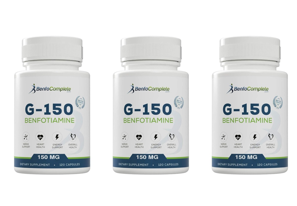 Benfotiamin 150Mg 120 Gelatin kapsler per flaske - Pakke med 3 flasker