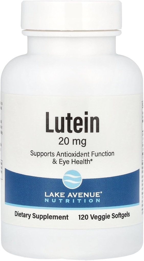 Lake Avenue Lutein - med Lutein og Zeaxanthin fra Marigold ekstrakt - støtter antioksidant aktivitet og øye helse - Vegetarvennlig, ikke-GMO - 20 mg - 120 Veggie Softgels