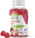 Viteey Vitamin B12 for barn Gummies, 1000mcg - Metabolisme, Naturlig Energi Support - Vegan, Gelatinfri, Glutenfri, GMO Gratis - Tastig Chewable B12 bringebær Flavored Gummy