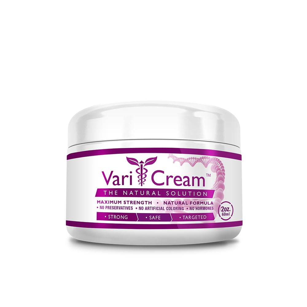 VariCream - Varicose & Spider Veins Cream - Tokopherol Acetate, Butcher's Broom, Witch Hazel - 1 Jar - 2 Oz. - Vegan