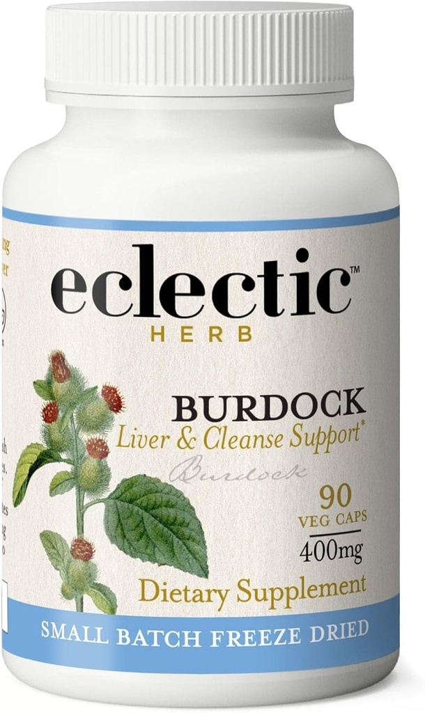 ECELTIC INSTITUTE Rå fersk fryse-Dried Non-GMO Burdock | Digestiv støtte | 90 CT (400 mg)