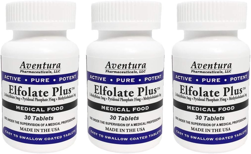 Plus® 3mg 3 Pack L-metylfolat Metylfolatmetylfolat medisinsk mattilskudd profesjonell styrke aktiv ren potent 30 tabletter