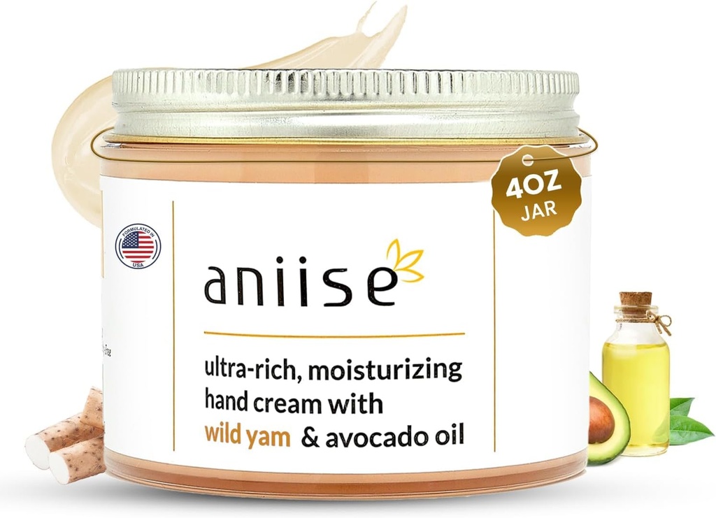 Wild Yam håndkrem med avokadoolje – moisturizing & Hydrating Cream for myk, glatt, ungdommelig hender – kjemper tørrhet – Vegansk, Cruelty-Free – 4 fl oz (120 ml)