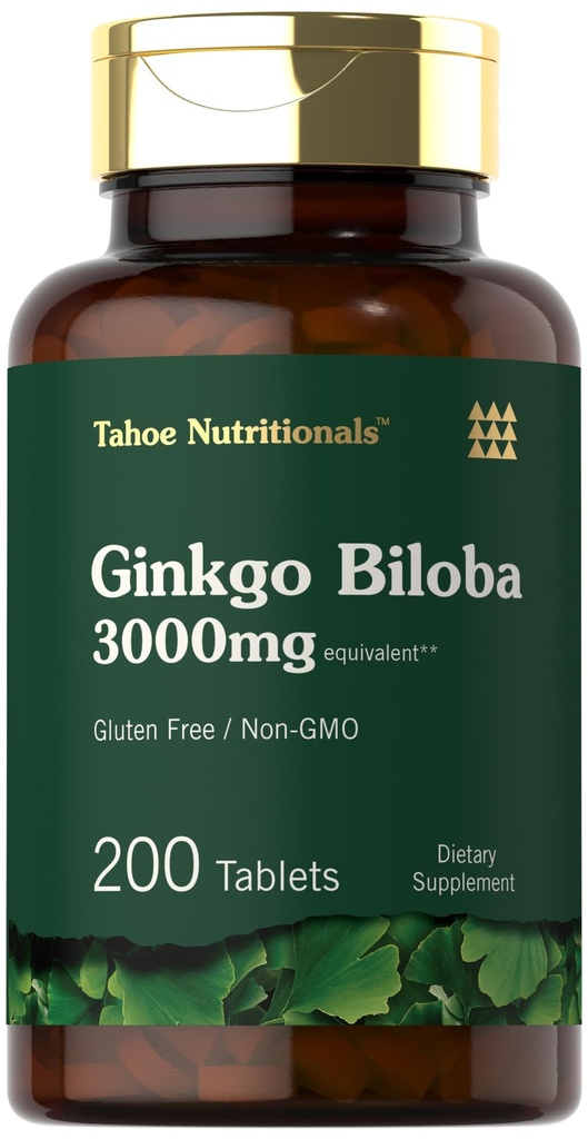 Carlyle Ginkgo Biloba 3000mg | 200 Vegetariske tabletter | Ekstra styrke | Ikke-GMO, Glutenfri formel | by Tahoe næringsstoffer