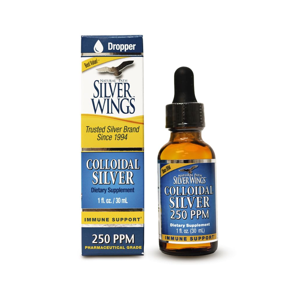 Naturlig bane sølv vinger kolloidal sølv væske - forbedret immunstøtte Supplement - 250ppm (1250mcg) - 1oz Dropper