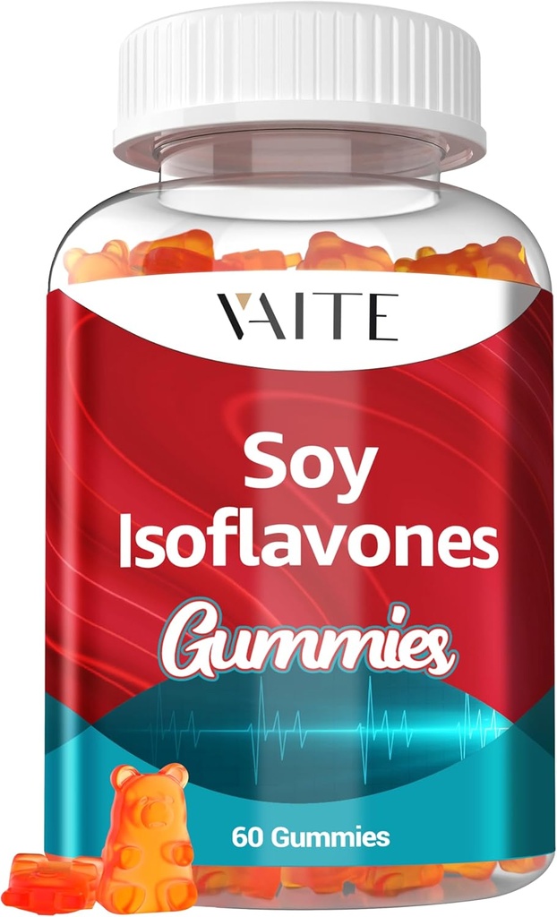 Soja Isoflavoner Supplement for kvinner - Ikke-GMO Phytoestrogens for Menopause Relief, Hot Flashes, Hormonal Balance, Genistein, Soja med isoflavoner, Bone Helsestøtte – 60 Vegan Chewable Gummies