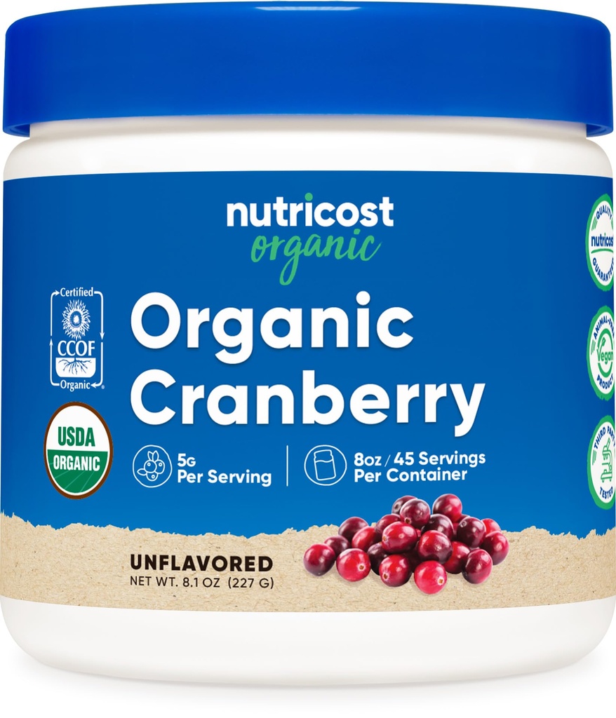 Nutricost Organic Cranberry Powder, 8 oz, 5G per servering - Ikke-GMO, Glutenfri