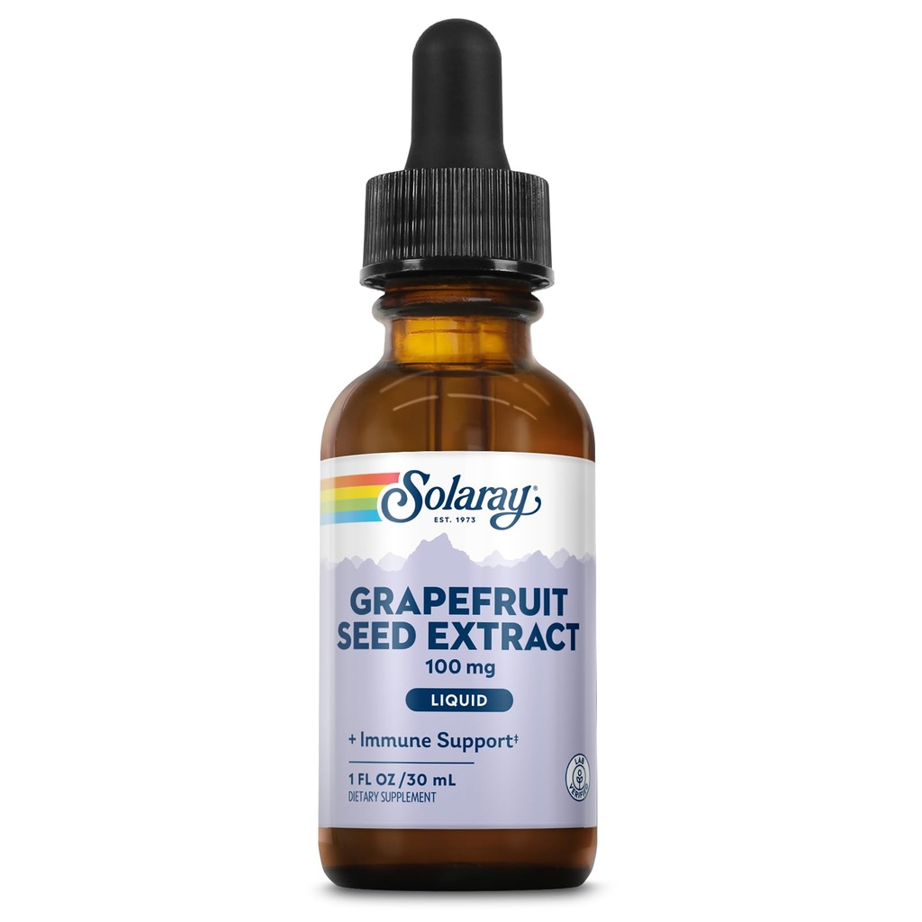 SOLARAY Grapefruktfrø ekstrakt Dråper 100 mg - wellness støtte Supplement - Beleilig flytende dråper, 60-dagers pengene tilbake garanti, Lab verifisert, ca. 100 Services, 1 FL OZ
