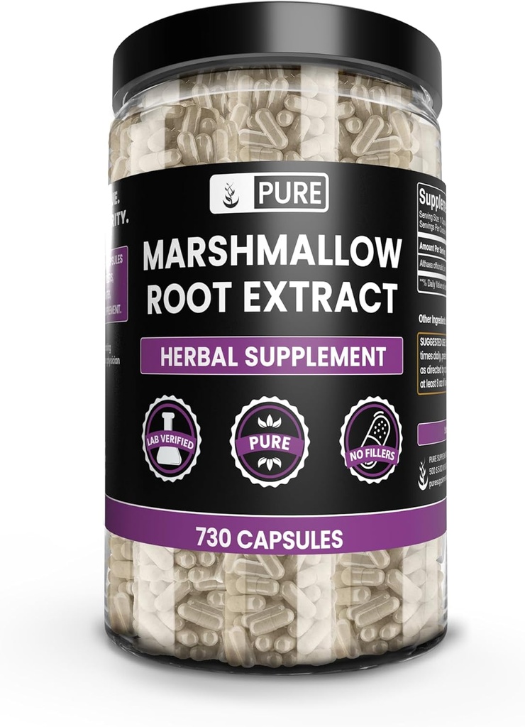 PURE ORIGINAL INGREDIENTS Marshmallow Root (730 kapsler) Ingen magnesium eller Rice Fillers, alltid ren, Lab Verifisert