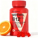 Vegansk vitamin D3 & B12 Gummies, Metyl B12 Supplement for voksne og barn, Forbedret med vitamin D 3 for naturlig energi, immunisme, metabolisme og fokus, oransje, 90 Gummies