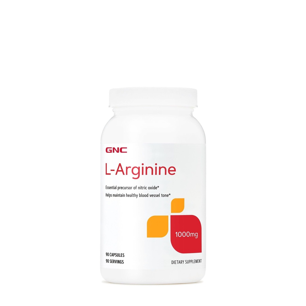 GNC L Arginine 1000mg Supplement, støtter sunn blod fartøytone, 90 serveringer
