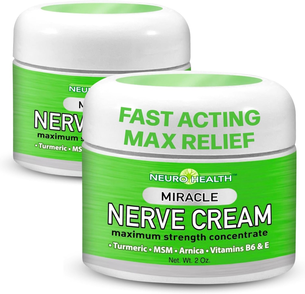 Miracle Nerve Cream - Maks styrke - gurkemeie og Arnica blanding for nevropati Discomfort Relief - Soothing Foot & Hand Formula med MSM, B6, E - laget i USA - 2 Pack