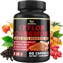 Ceylon Cinnamon Capsules med Berberine HCl, Apple Cider Vinegar, Turmeric, Ginseng, Black Pepper - 6in1 for støtte immunfunksjon - 60 Count