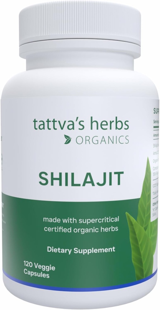 Tatva's Herbs Shilajit Herbal Supplement, Shilajit for menn og kvinner, Himalayan Shilajit Kapsler, Shilajit Extract, 1 pakke, 120 greve, 25 års Premium Service