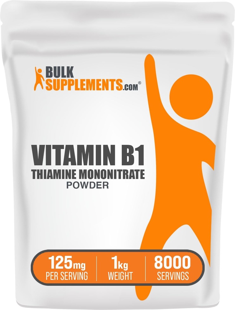 BulkSupplements.com Thiamin Mononitrat pulver - Vitamin B1 pulver, Thiamin B1 Supplement - B1 Vitaminer, Glutenfri, 125 mg per servering, 1kg (2,2 lbs) (Pack of 1)