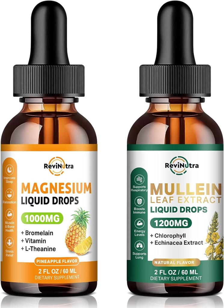 Væske Magnesium Supplement & Mullein Drops for Lungs